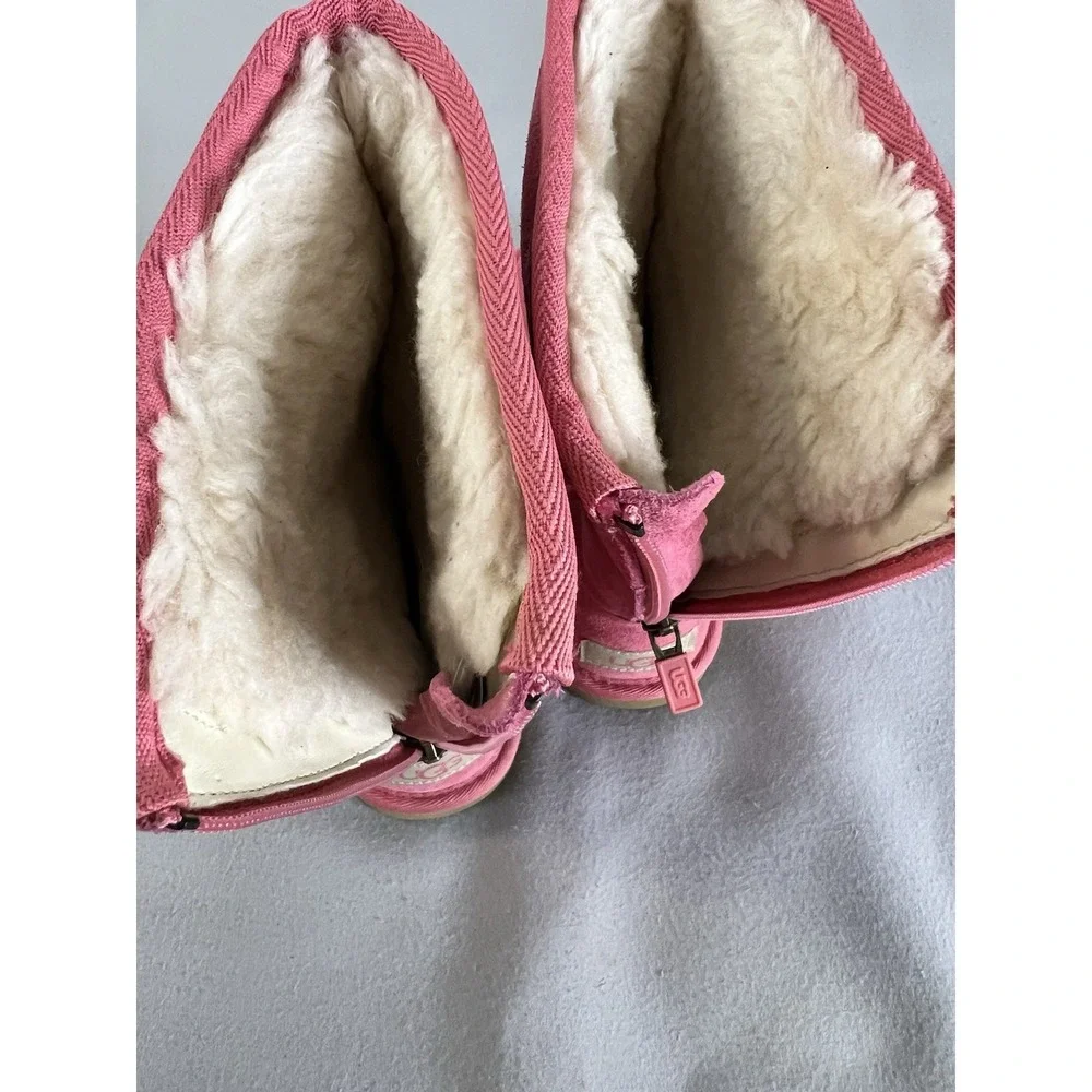 UGG Lil Sunshine II Back Zipper Suede Kids Boots Pink ‎ Size 1